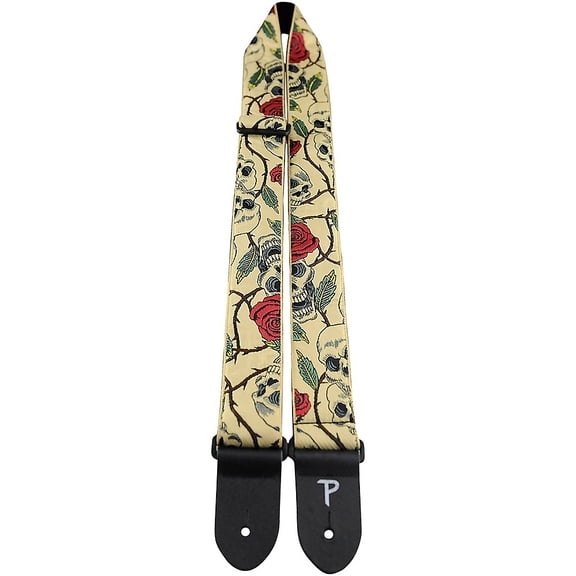 Perri's 2" Jacquard Guitar Strap - Skulls and Roses 2 in.