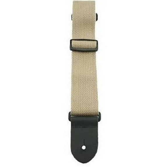 Perri\'s Leathers 2" Basic Cotton Guitar Strap with Leather Ends, Tan