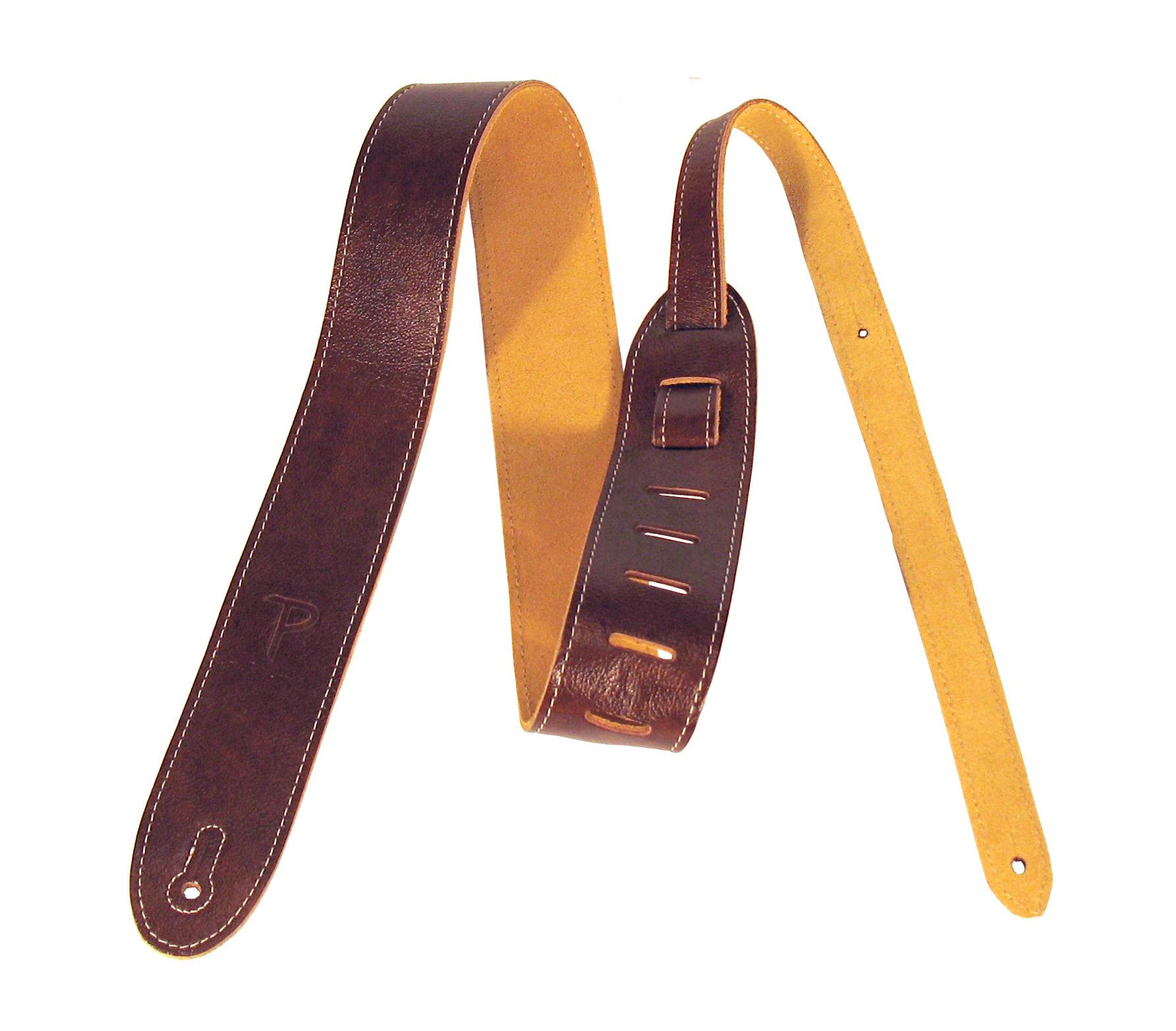 Perri's Leathers 2" Deluxe Soft Italian Garment Leather Guitar Strap with Super Soft Suede Backing, Chestnut