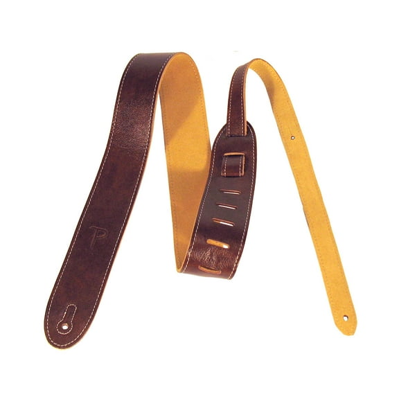 Perri's Leathers 2" Deluxe Soft Italian Garment Leather Guitar Strap with Super Soft Suede Backing, Chestnut