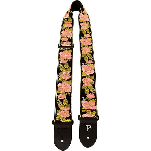 Perri's Premium Jaquard Weaved on Webbing Backing Guitar Strap Pink Rose 2 in.