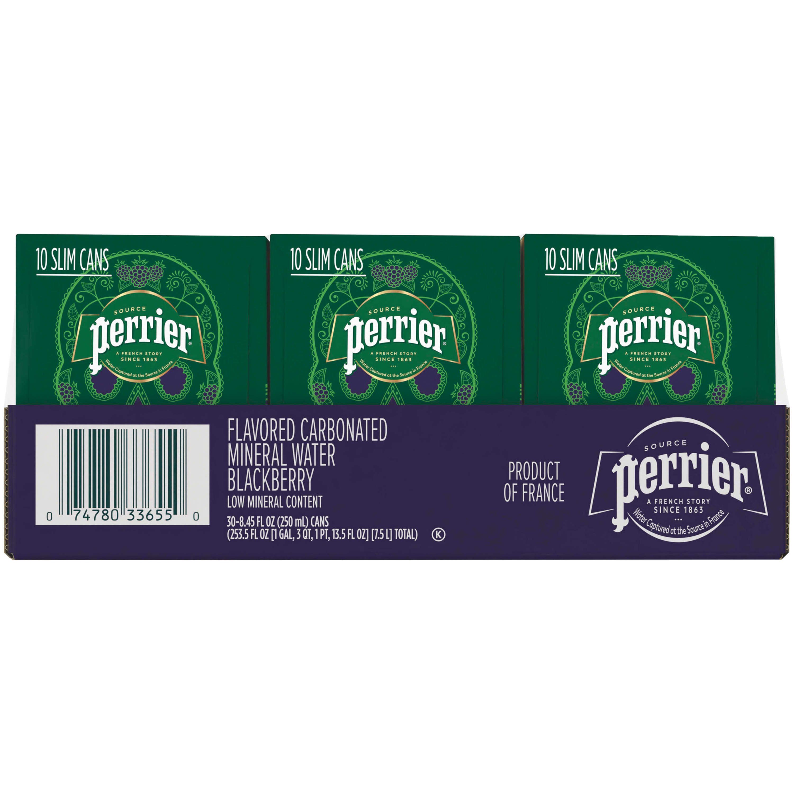 Perrier Blackberry Flavored Carbonated Mineral Water, 253.5 fl oz, 30
