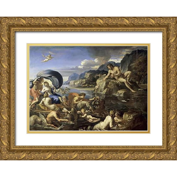 Perrier, Francois 32x24 Gold Ornate Wood Framed with Double Matting Museum Art Print Titled - Acis and Galatea