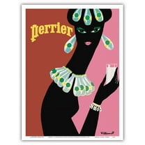 Perrier - La Femme Noir (Black Woman) - Vintage Advertising Poster by Bernard Villemot c.1977 - Master Art Print (Unframed) 9in x 12in