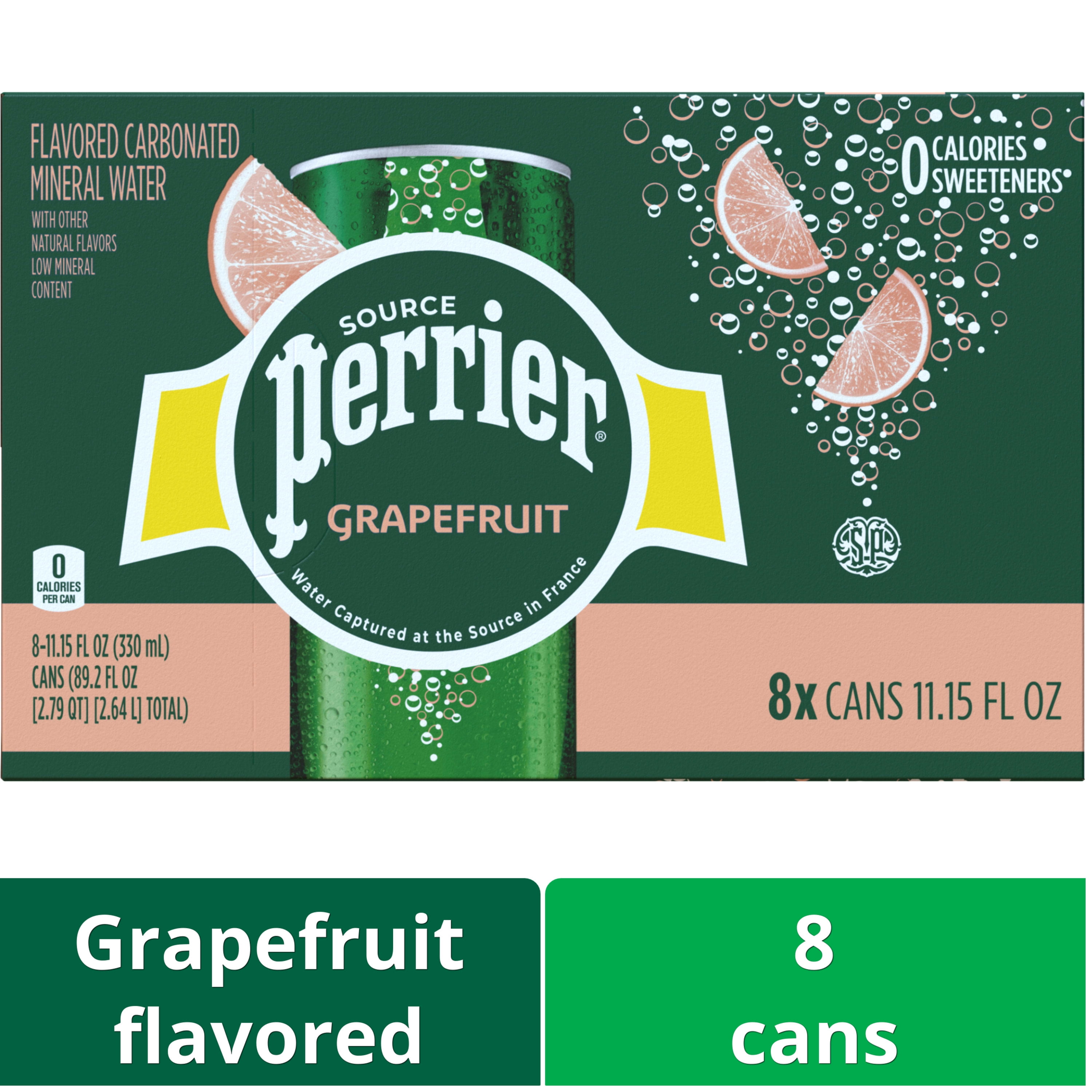 Perrier Pink Grapefruit Flavored Sparkling Water, Sleek Cans (24 Count) 89.2 fl oz