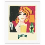 Perrier Sparkling Mineral Water - Vintage French Advertising Poster by Bernard Villemot - Fine Art Rolled Canvas Print (Unframed) 16in x 20in