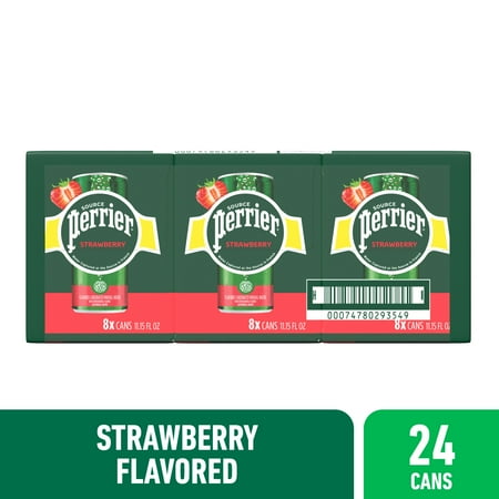 Perrier Strawberry Flavored Sparkling Water, Cans (24 Count) 267.6 fl oz