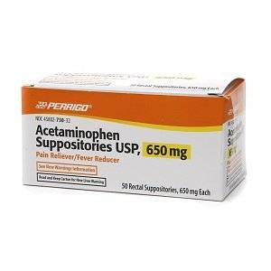 Perrigo Acetaminophen Pain Reliever & Fever Reducer Suppositories USP, 650 mg, 50 Count