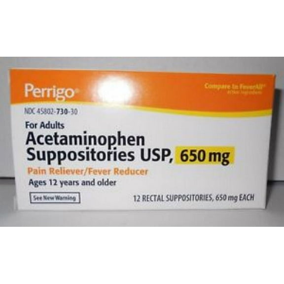 Perrigo Acetaminophen Rectal Suppositories 650mg, 12ct 458020730306S425