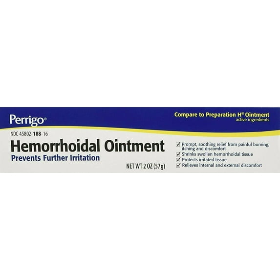 Perrigo Hemorrhoidal Ointment Irritated Tissue Protection, 2Oz, 4-Pack