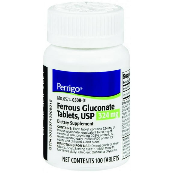 Perrigo Iron Supplement, 324 mg Strength Tablet, 100 Count