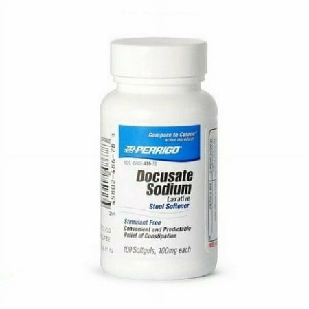 Perrigo Laxative Stool Softener Docusate Sodium Softgels, 100 mg, 100 Count