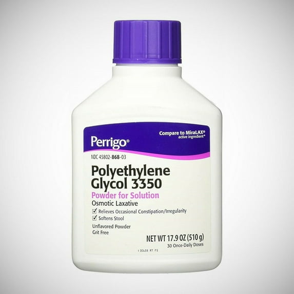 Perrigo Polyethylene Glycol 3350 17.9 Oz (510gm) Powder (Compare to Miralax)