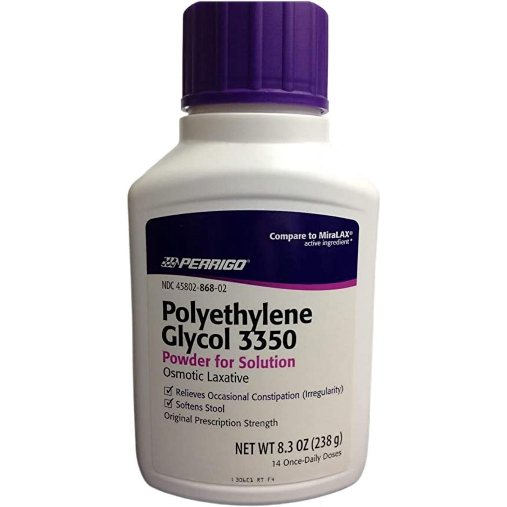 Perrigo Polyethylene Glycol 3350 Laxative Powder for Constipation, 8.3 Oz