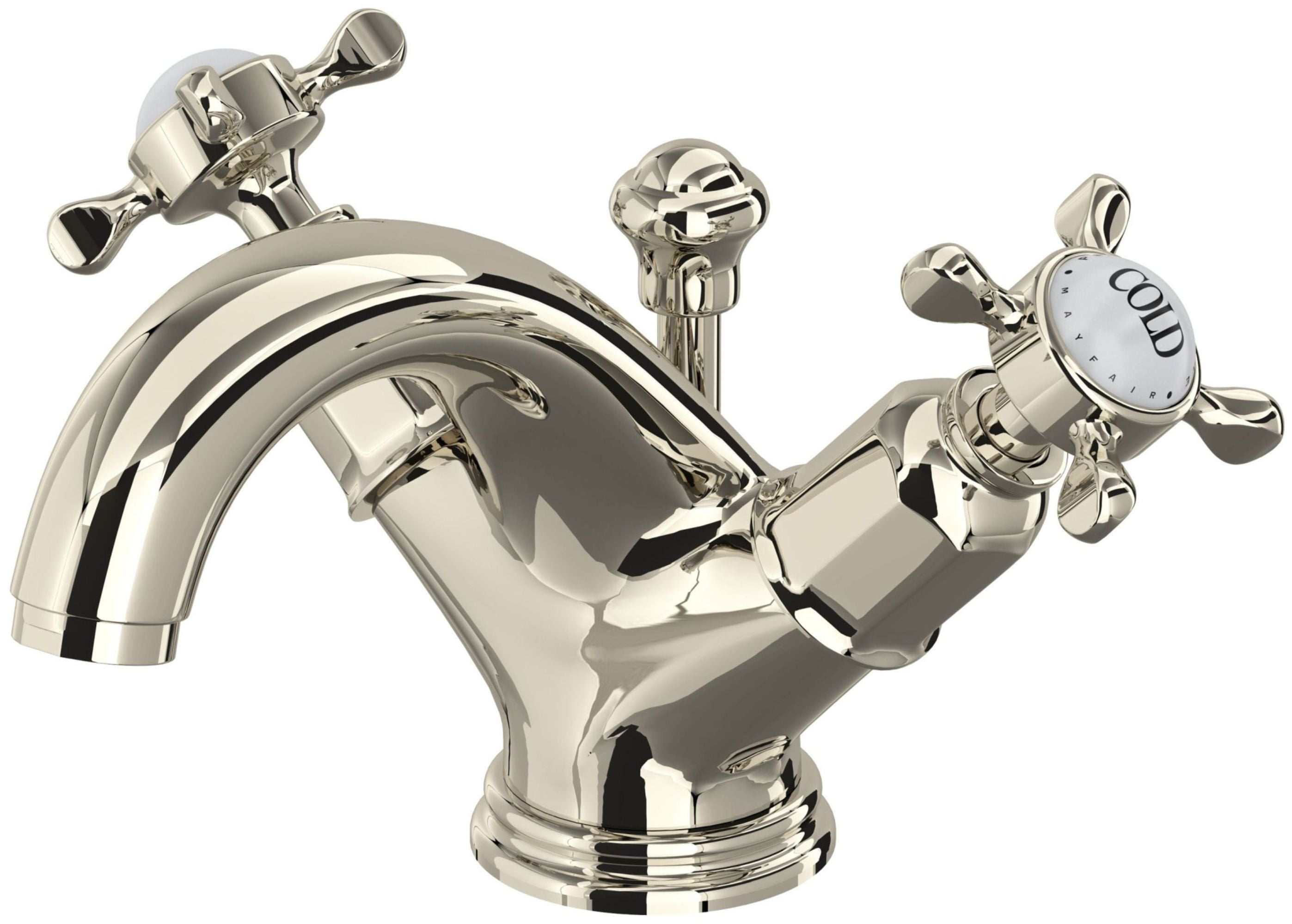 Edwardian Classic Polished Nickel Dual-Handle Bathroom Faucet