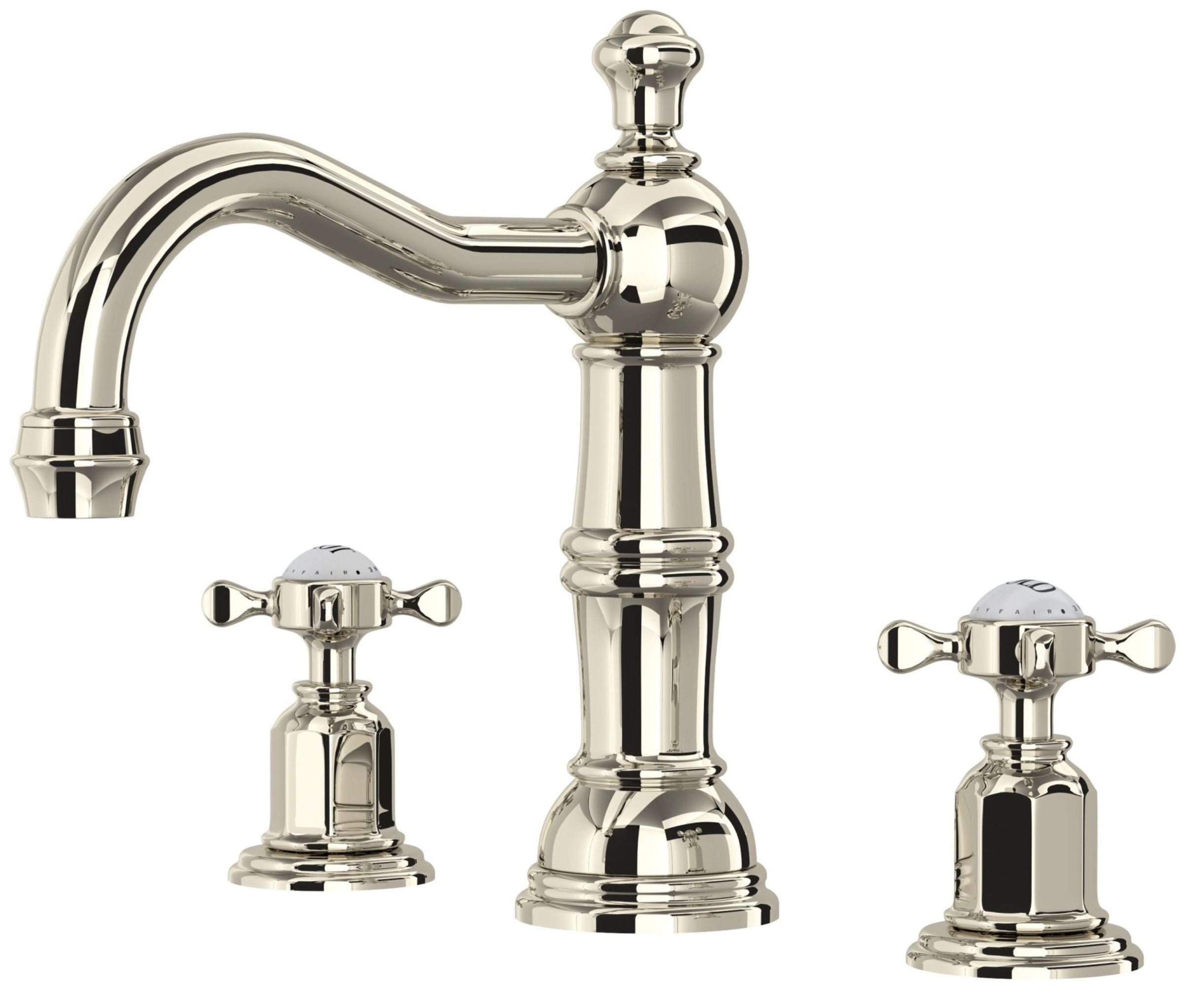 Polished Nickel Widespread Bathroom Faucet with Brass Handles
