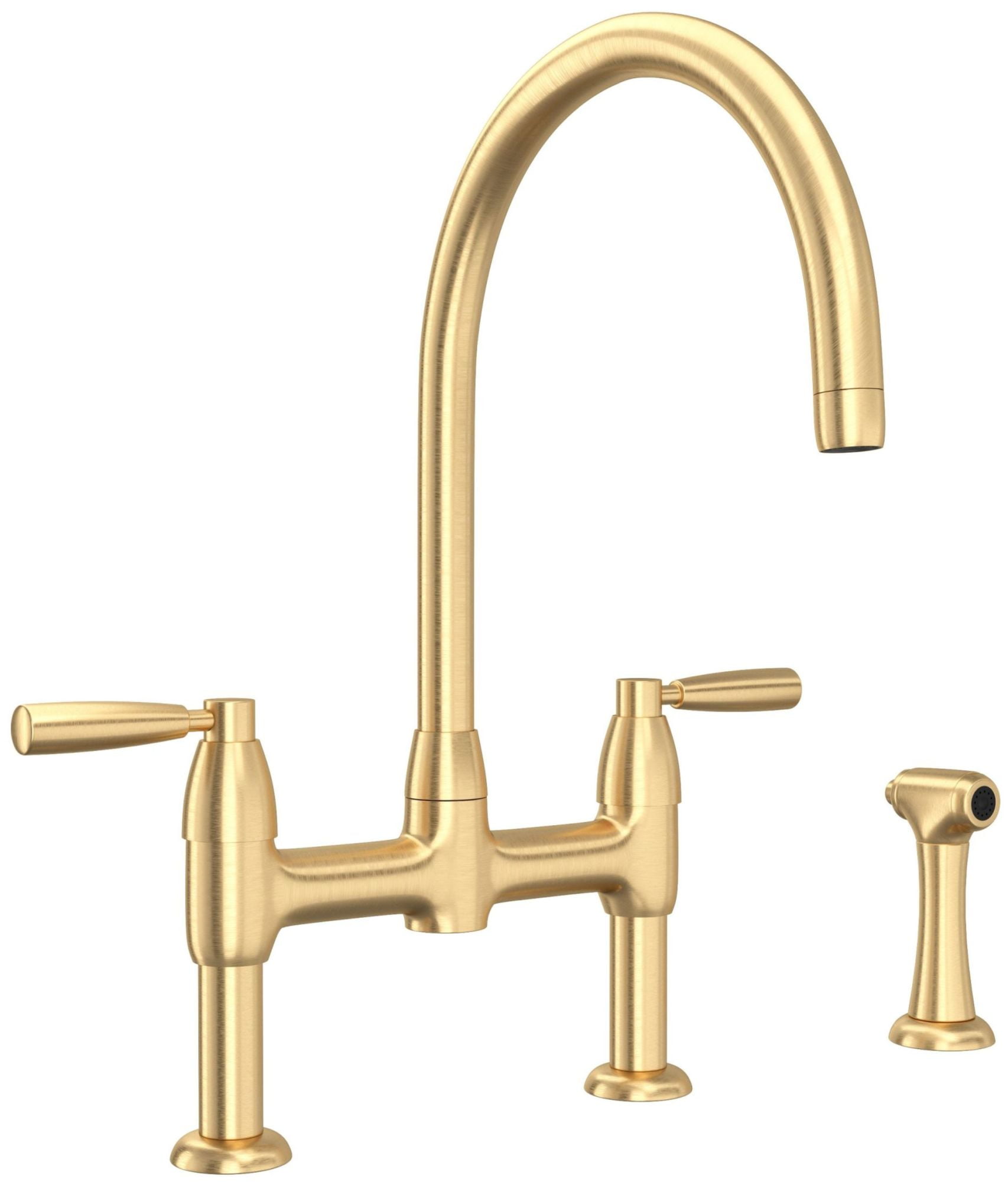 Perrin And Rowe U.4273Ls-2 Holborn 1.5 GPM Widespread Bridge Kitchen Faucet - Satin