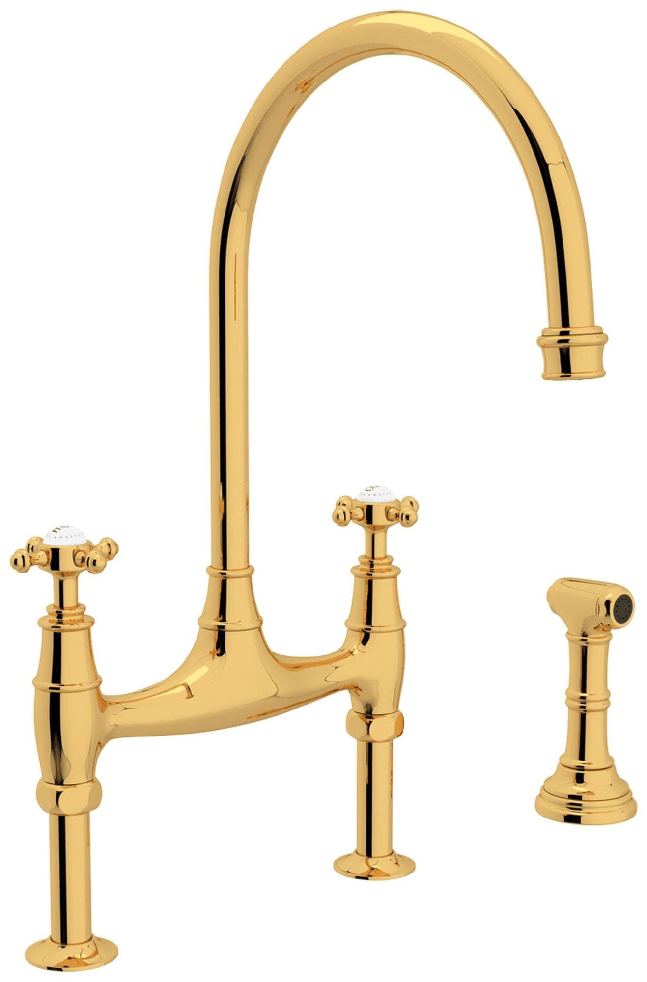 Polished Nickel Traditional Brass Kitchen Faucet with Sidespray