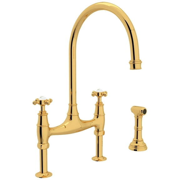 Perrin And Rowe U.4718X-2 Georgian Era 1.5 GPM Widespread Bridge Kitchen Faucet - Gold