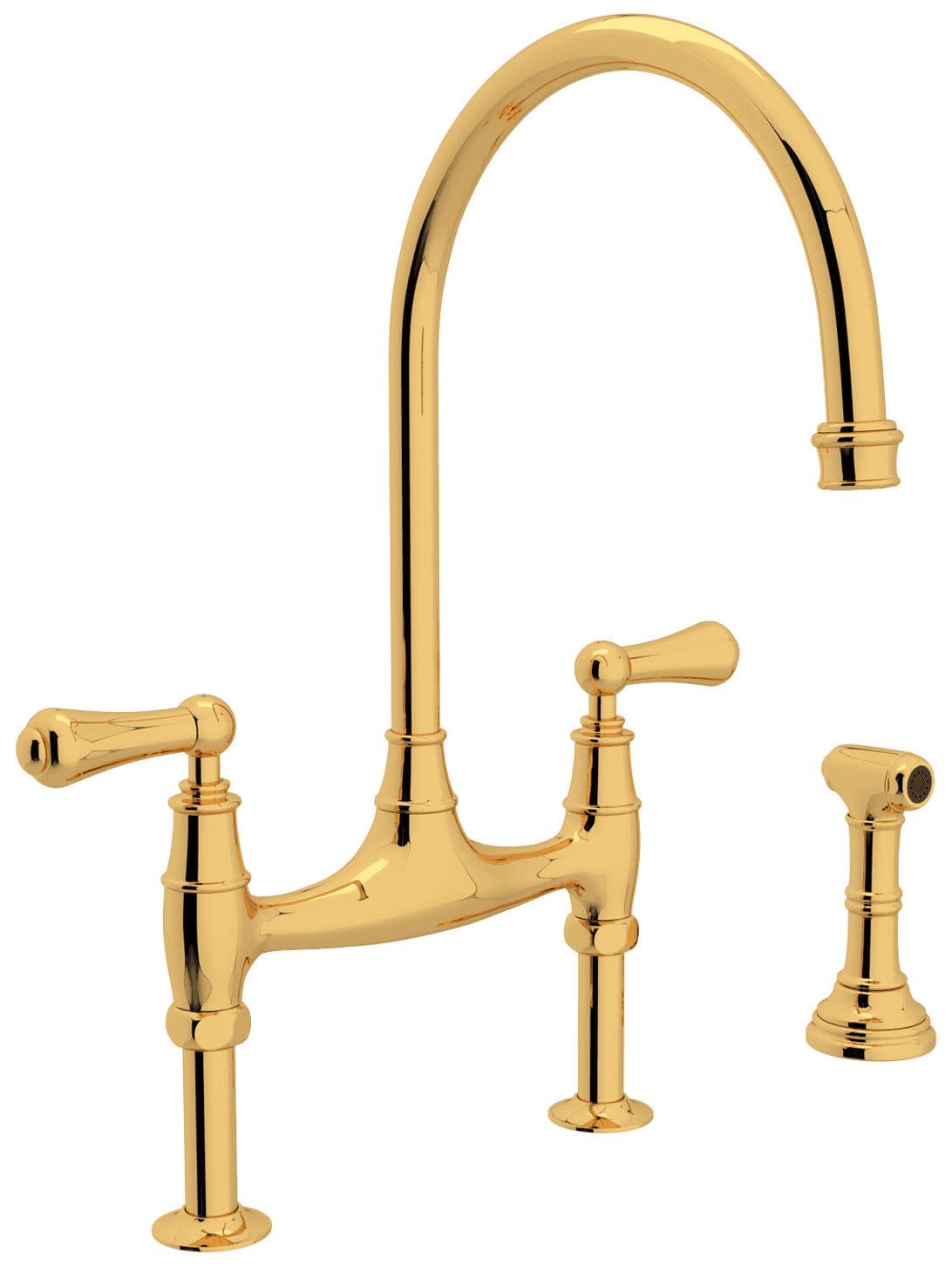 Polished Nickel Brass Traditional Kitchen Faucet with Side Spray