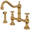 thumbnail image 1 of Perrin And Rowe U.4755X-2 Edwardian 1.5 GPM Widespread Bridge Kitchen Faucet - Gold, 1 of 6