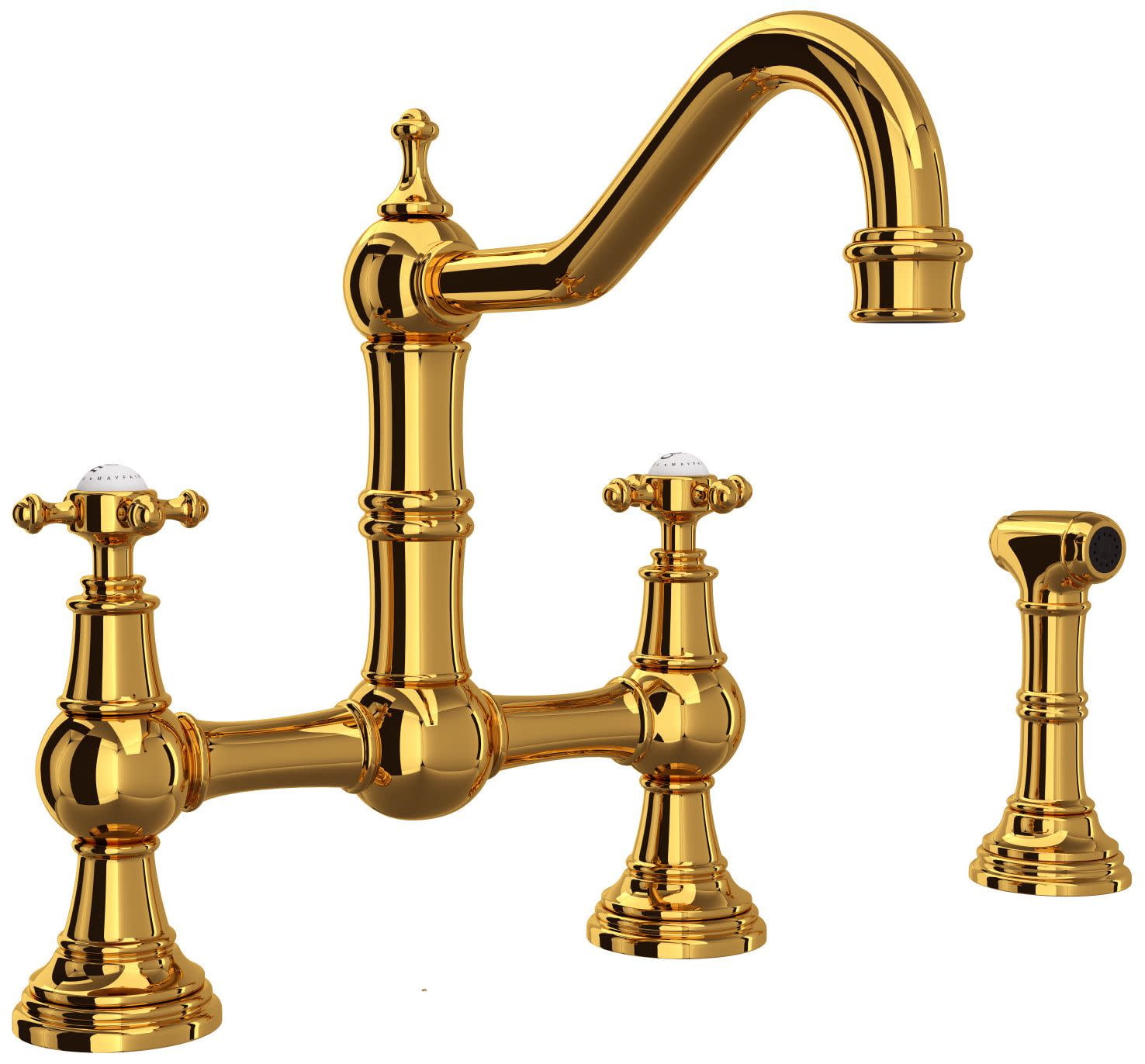 Perrin And Rowe U.4755X-2 Edwardian 1.8 GPM Widespread Bridge Kitchen Faucet - Brass