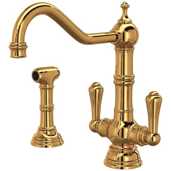 Perrin And Rowe U.4766-2 Edwardian 1.8 GPM Single Hole Kitchen Faucet - Gold