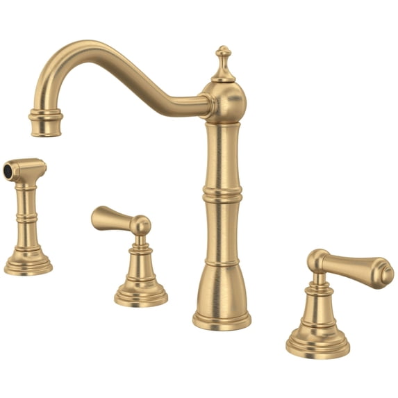 Perrin And Rowe U.4776L-2 Edwardian 1.8 GPM Widespread Kitchen Faucet - Satin English Gold