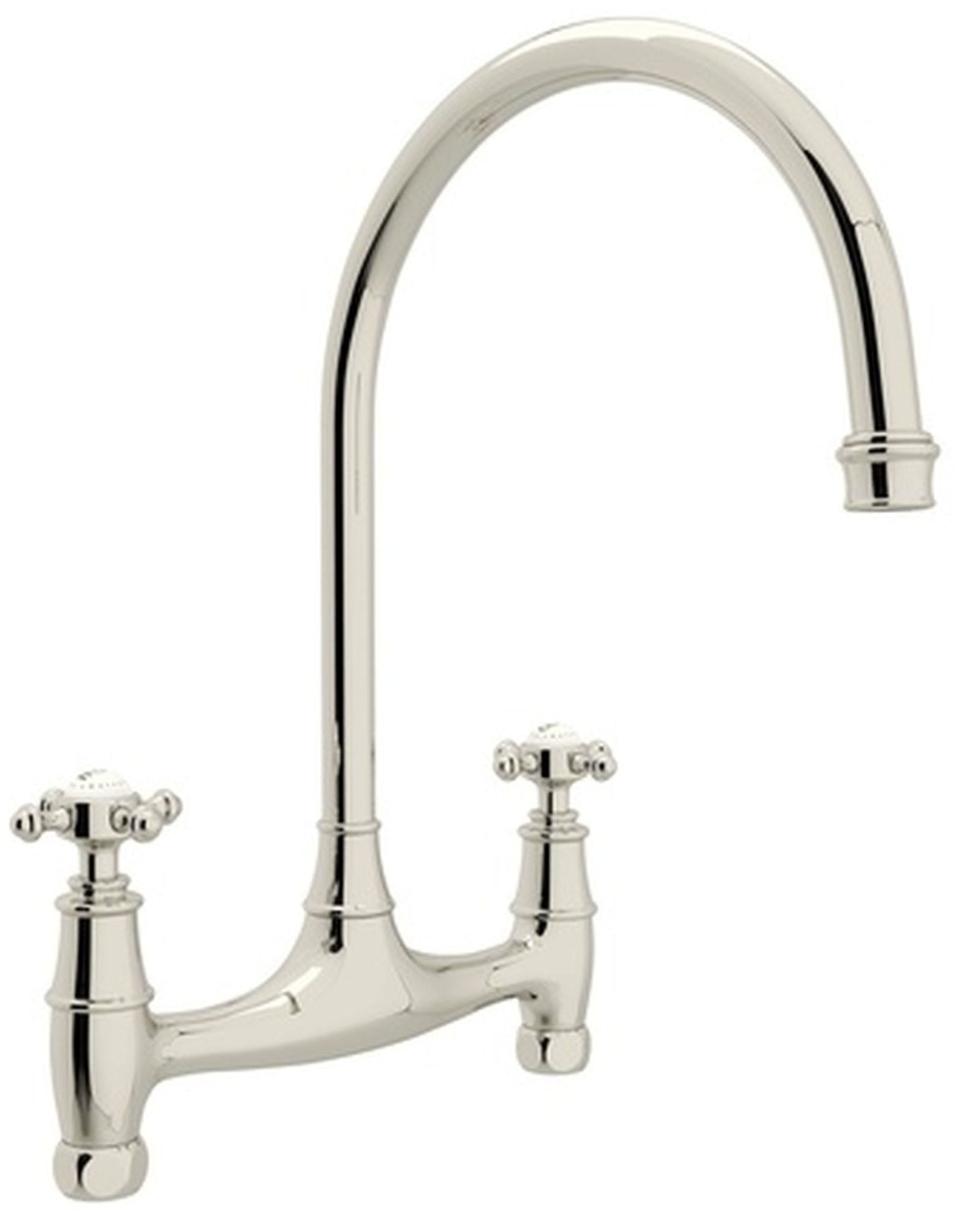 Polished Nickel Double Handle Brass Kitchen Faucet