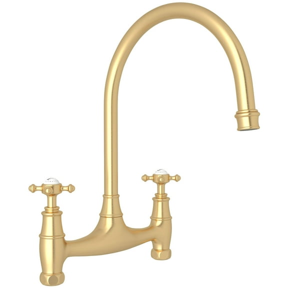 Perrin And Rowe U.4790X-2 Georgian Era 1.5 GPM Widespread Bridge Kitchen Faucet - Satin