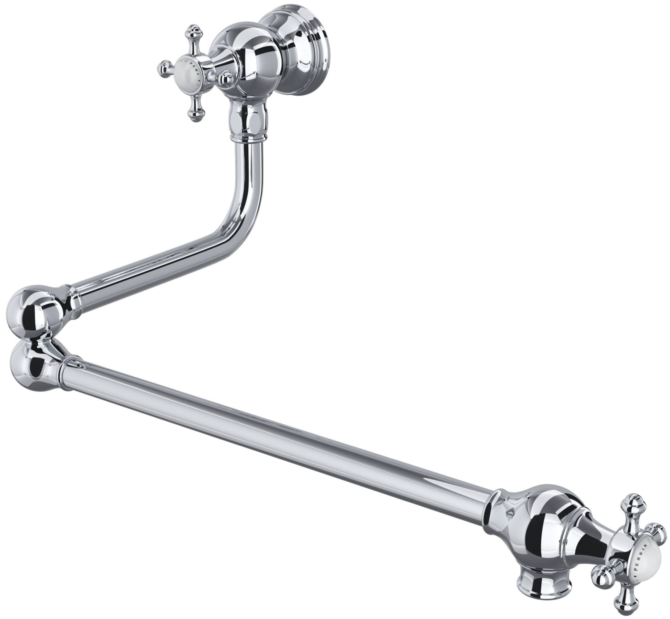 Classic Elegance 8" Polished Nickel Brass Wall-Mounted Pot Filler