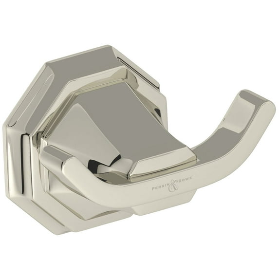 Perrin And Rowe U.6122 Deco Double Robe Hook - Nickel