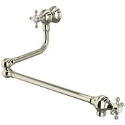 Perrin & Rowe Edwardian Era Wall Mounted Swing Arm Pot Filler With Cross Handles In Polished Nickel