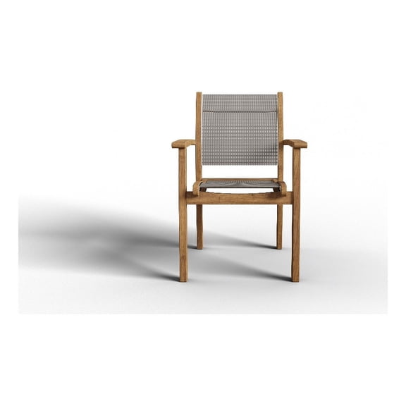 Perrin Stacking Teak Outdoor Dining Armchair in Taupe (Set of 4)