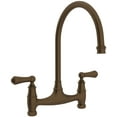 thumbnail image 1 of Perrin and Rowe Double Handle Bridge Kitchen Faucet, English Bronze, 1 of 7