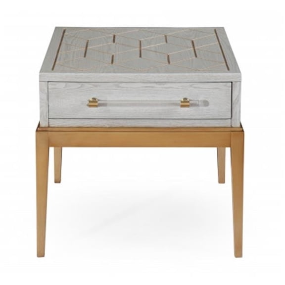 Perrine Wood Rectangular End Table in Soft Graphite Gray