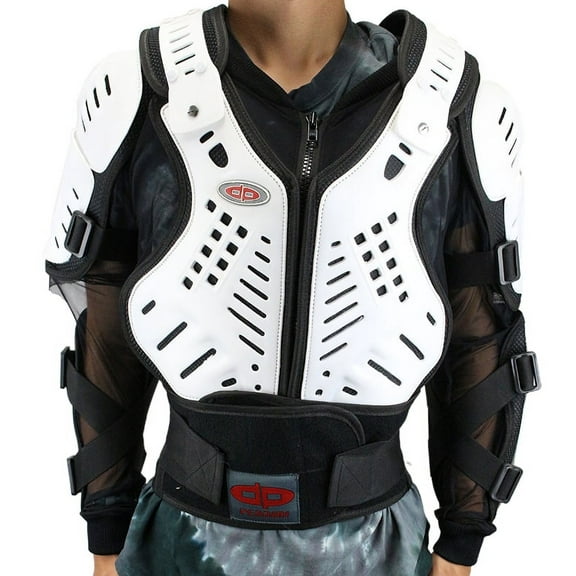 Perrini White CE Approved Full Body Armor Motorcycle Jacket Spine Protection Medium