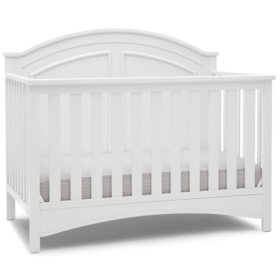 Delta Children Perry 6-in-1 Convertible Crib, Greenguard Gold Certified, Converts to Toddler Bed, Daybed, Sofa Bed & Full-Size Bed with/without Headboard, Fits Standard Crib Mattress, Bianca White