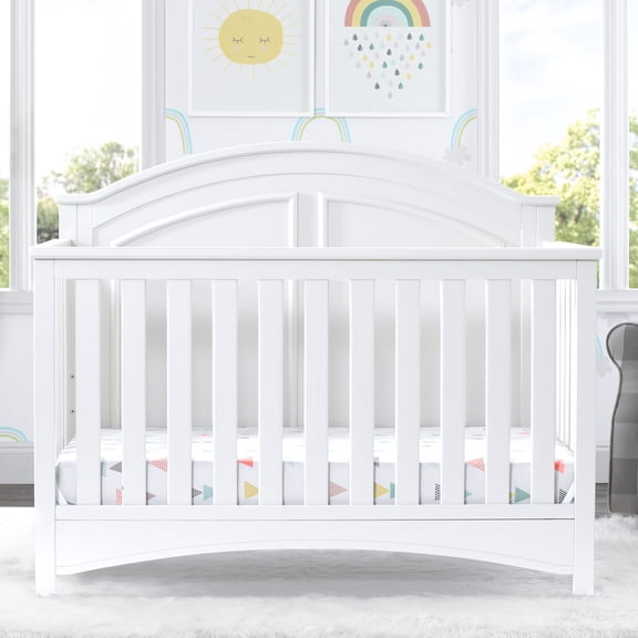 Delta Children Perry 6-in-1 Convertible Crib, Greenguard Gold Certified, Converts to Toddler Bed, Daybed, Sofa Bed & Full-Size Bed with/without Headboard, Fits Standard Crib Mattress, Bianca White