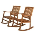 thumbnail image 1 of Perry Classic Slat-Back 300-Lbs Support Acacia Wood Patio Outdoor Rocking Chair, Teak (Set of 2), 1 of 8