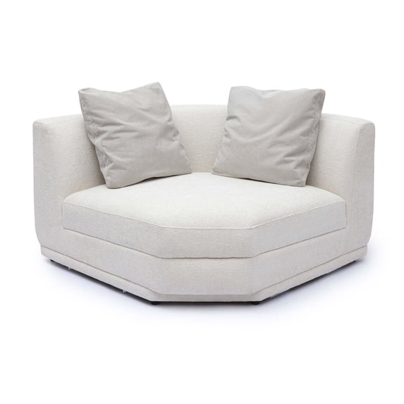 Perry Cream Chenille Modular Wedge Corner Chair