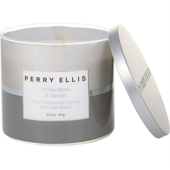 Perry Ellis 14.5 oz Soy Wax Blend 3 Wick Candle - White Musk & Santal