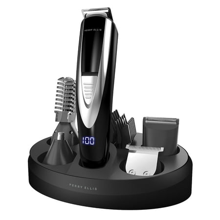 PERRY ELLIS Men’s Multi Grooming Kit with Rechargeable Beard Trimmer and Charging Dock, 16-Piece