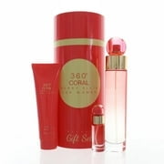 Perry Ellis 360 Coral , 3 Pc Gift Set 3.4oz EDP Spray, 0.25 EDP Spray (Mini), 3oz Shower Gel
