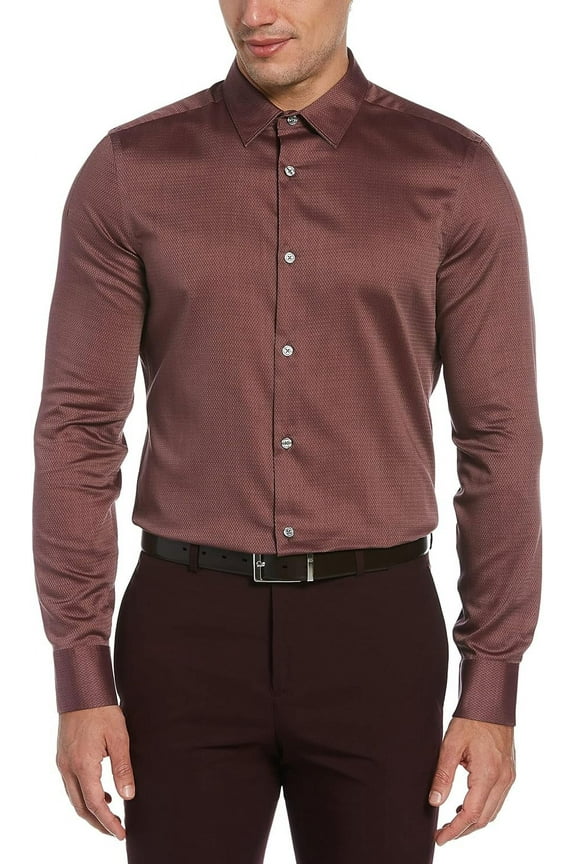 & Tall Solid Long-Sleeve Woven Shirt - Size 3XLT, Winetasting