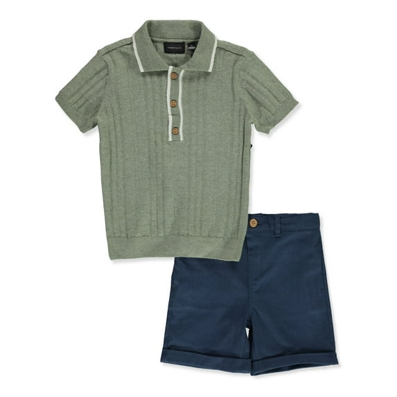 Perry Ellis Boys' 2-Piece Polo Shorts Set Outfit - green, 2t (Toddler)