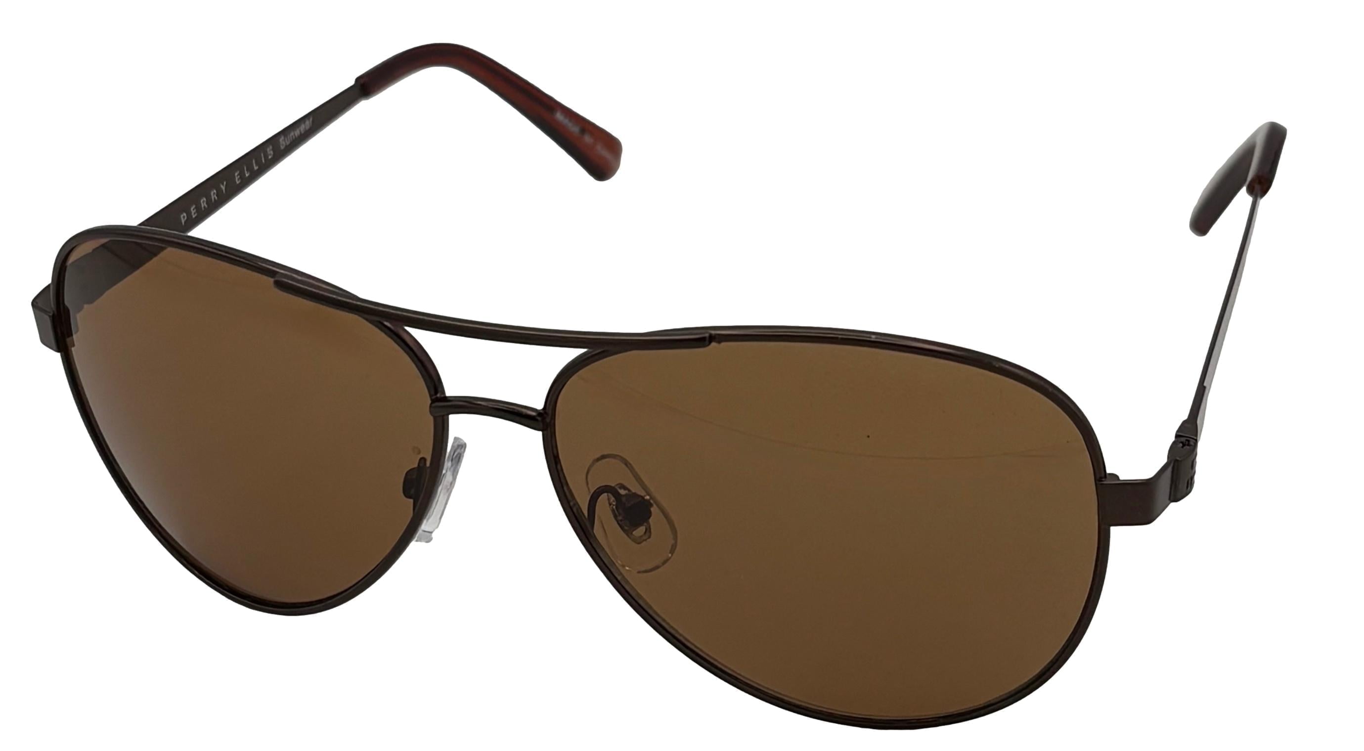 Perry Ellis Brown Men Sunglass Metal Aviator Brown, Brown Lens PE78 1