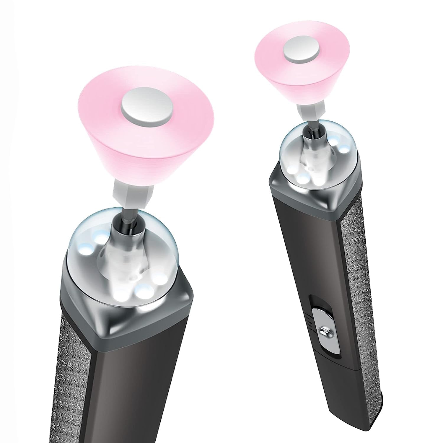 Perry Ellis Cordless Electric Nail File w/ LED Light | USB Rechargeable Handle w/ 5 Interchangeable Heads