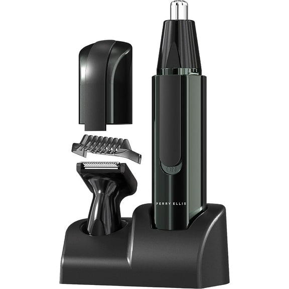PERRY ELLIS Cordless Mens Shaving Kit with Adjustable Guide, Portable Ear, Nose, and Beard Trimmer