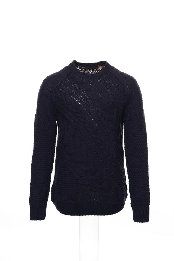 (Greenwich Village) Purple Cable Knit Crew Neck Sweater, Size Medium